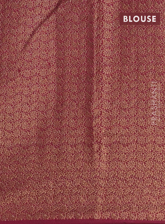 Banarasi semi matka saree teal green and wine shade with thread & zari woven buttas and banarastyle border