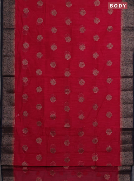 Banarasi semi matka saree pink and navy blue with thread & zari woven buttas and banarasi style border