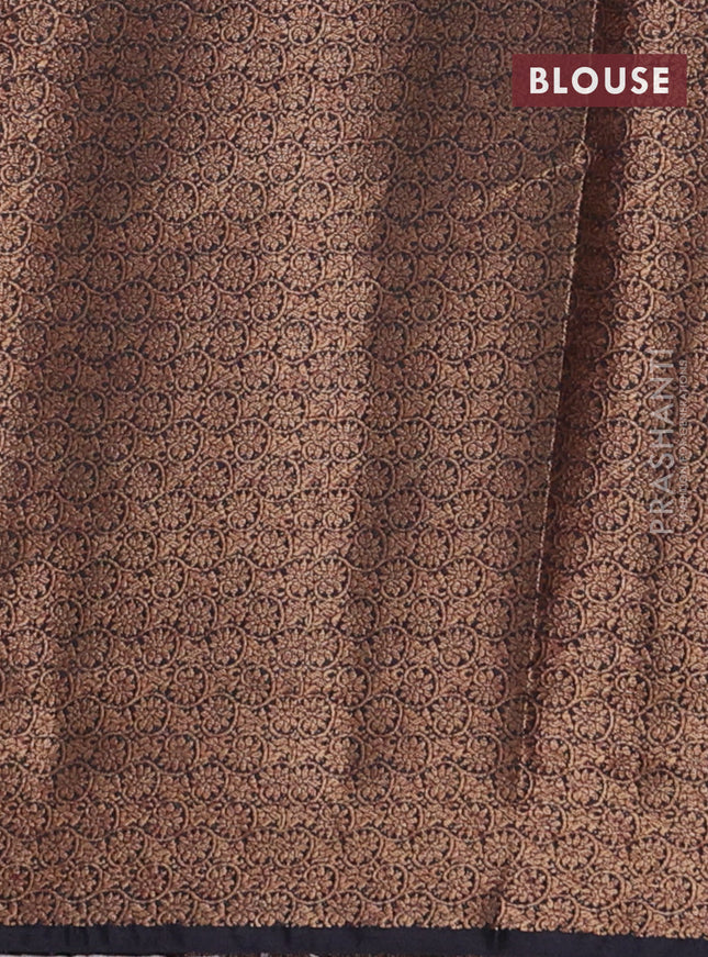 Banarasi semi matka saree pink and navy blue with thread & zari woven buttas and banarasi style border