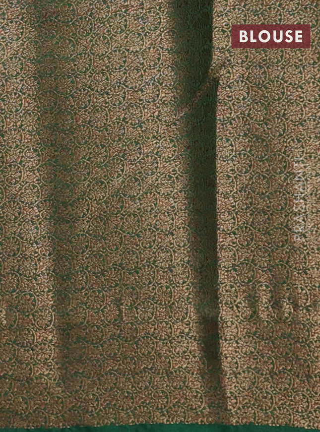 Banarasi semi matka saree red and green with thread & zari woven buttas and banarasi style border