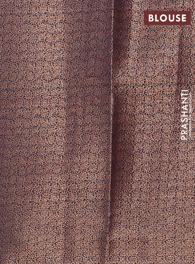 Banarasi semi matka saree pink and navy blue with thread & zari woven buttas and banarasi style border