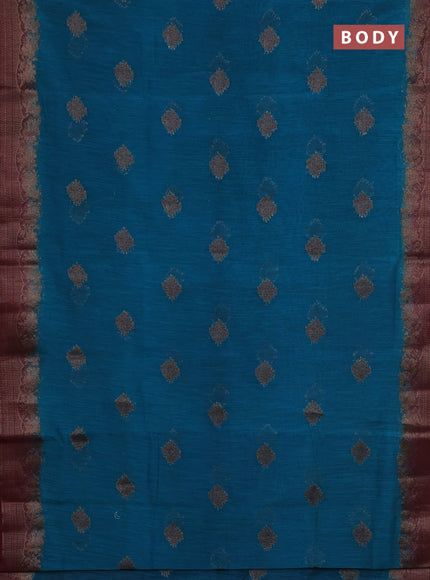 Banarasi semi matka saree teal blue shade and wine shade with thread & zari woven buttas and banarasi style border