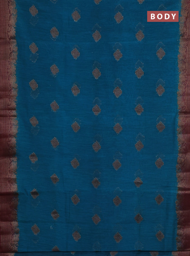 Banarasi semi matka saree teal blue shade and wine shade with thread & zari woven buttas and banarasi style border