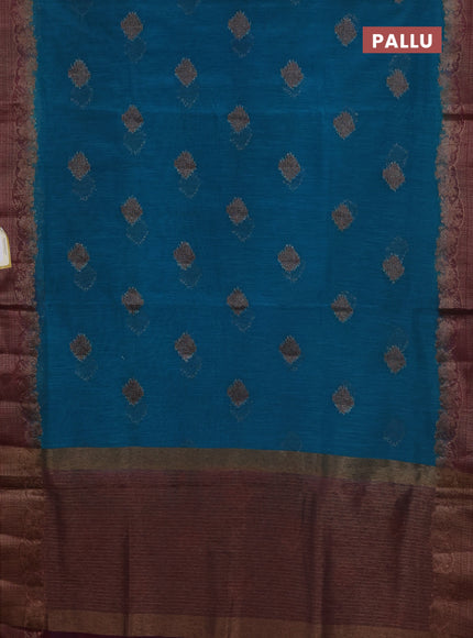 Banarasi semi matka saree teal blue shade and wine shade with thread & zari woven buttas and banarasi style border