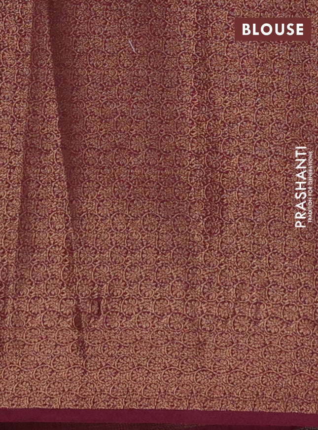 Banarasi semi matka saree teal blue shade and wine shade with thread & zari woven buttas and banarasi style border