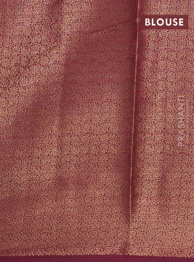 Banarasi semi matka saree teal blue and wine shade with thread & zari woven buttas and banarasi style border