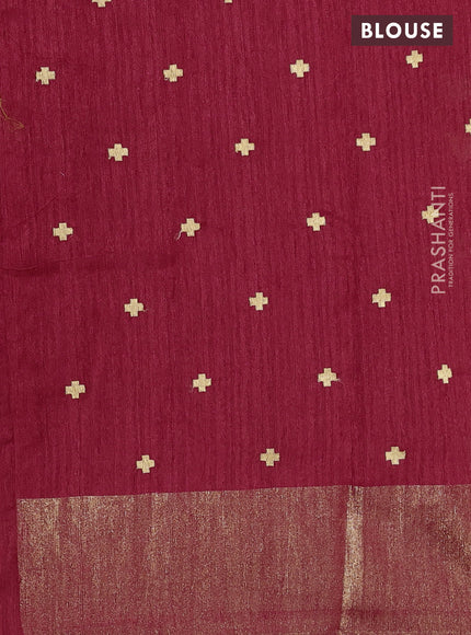 Matka tussar saree red with embroidery buttas and embroidery pallu & zari border