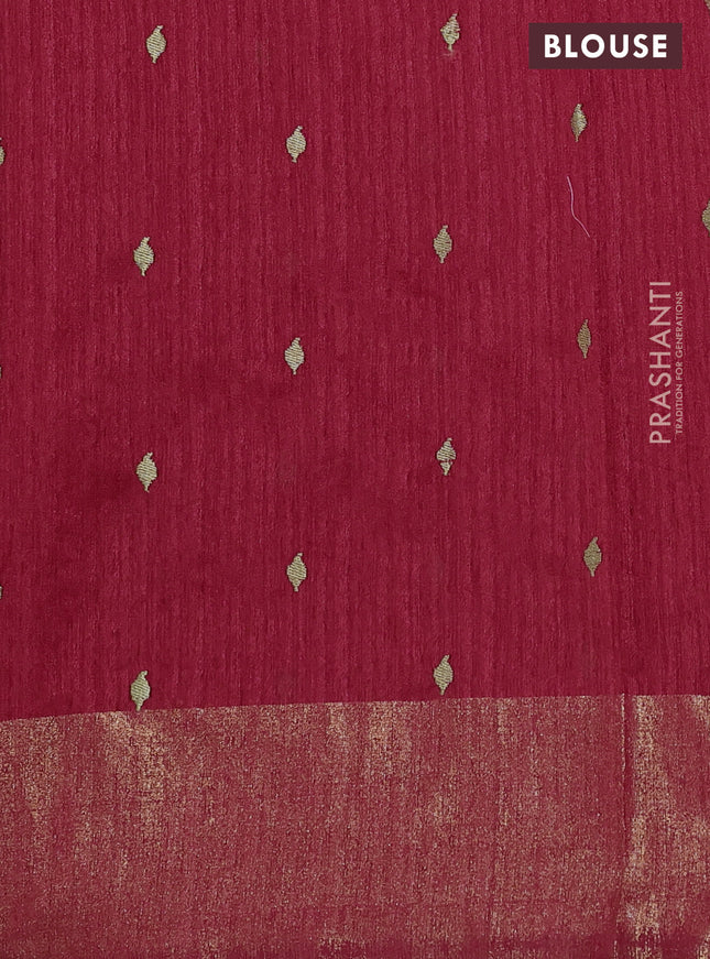 Matka tussar saree red with embroidery buttas and embroidery pallu & zari border