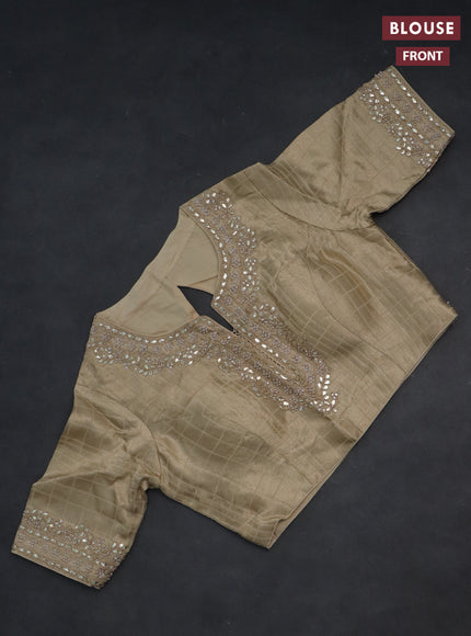 Banarasi silk saree cream with allover silver & gold zari woven buttas and gotapatti work pallu