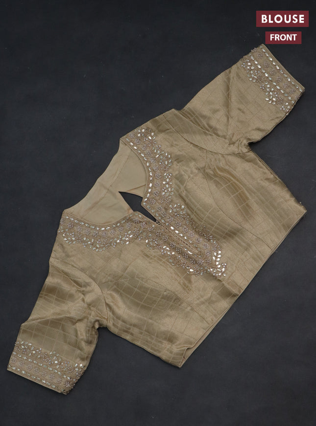 Banarasi silk saree cream with allover silver & gold zari woven buttas and gotapatti work pallu