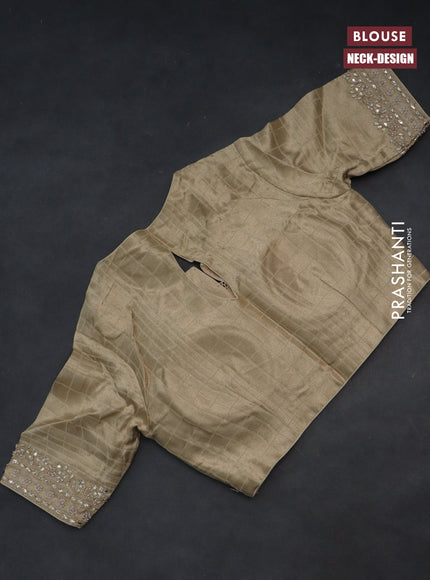 Banarasi silk saree cream with allover silver & gold zari woven buttas and gotapatti work pallu