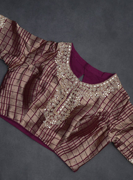 Banarasi silk saree purple and multi colour with allover silver & gold zari woven buttas and gotapatti work pallu