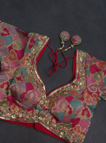 Banarasi silk saree pastel green and multi colour with plain body and zari woven border