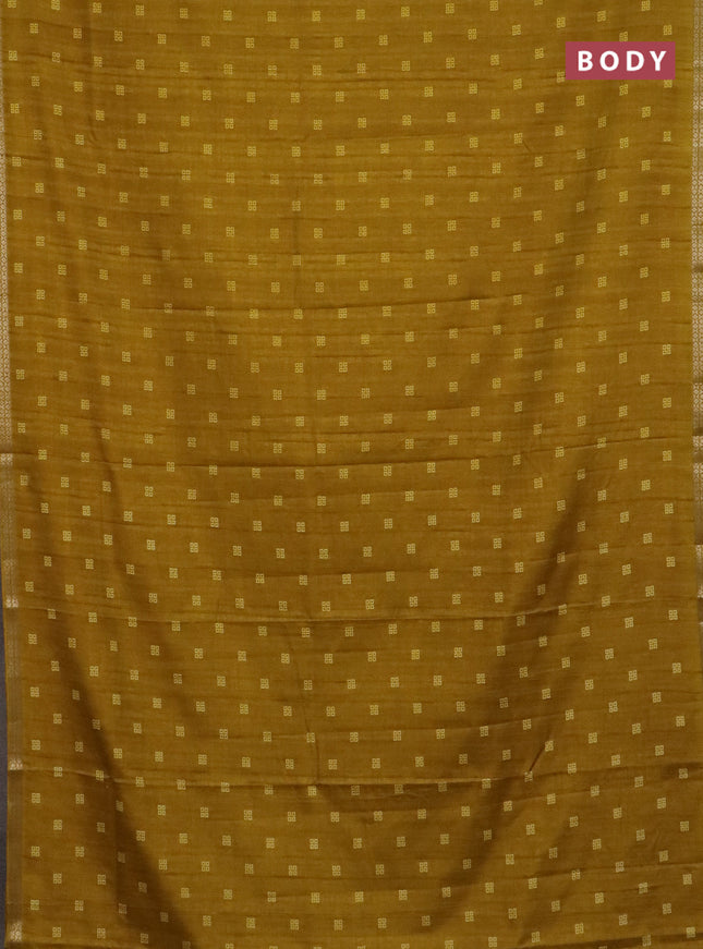 Semi raw silk saree mustard yellow with butta prints and zari woven border
