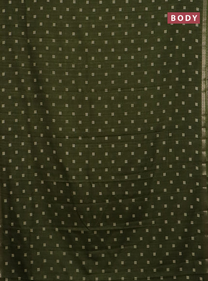 Semi raw silk saree sap green with butta prints and zari woven border