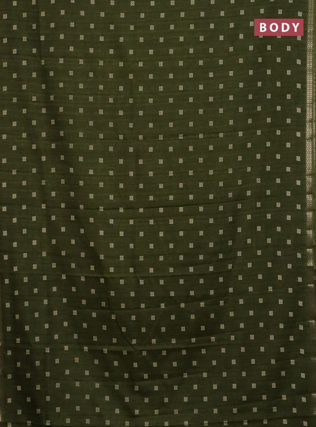 Semi raw silk saree sap green with butta prints and zari woven border