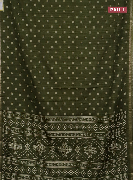 Semi raw silk saree sap green with butta prints and zari woven border