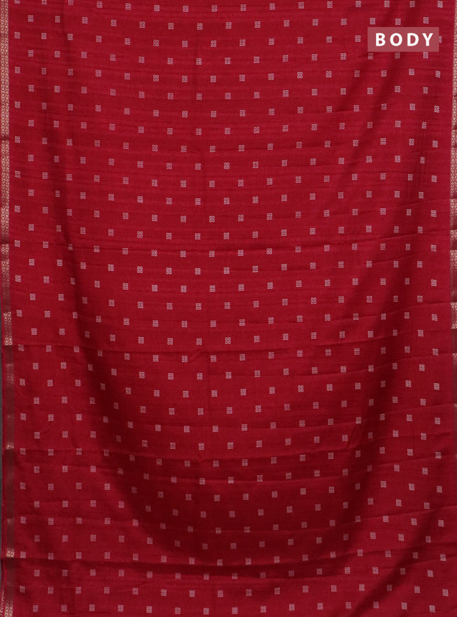 Semi raw silk saree reddish pink with butta prints and zari woven border