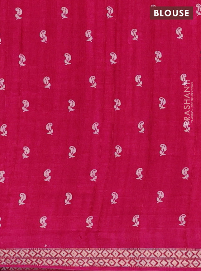 Semi raw silk saree pink with butta prints and zari woven border