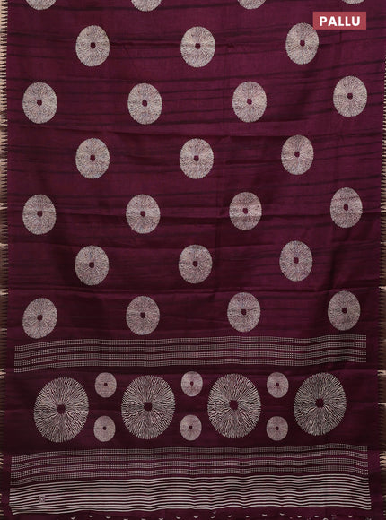 Semi raw silk saree wine shade with butta prints and temple design zari woven border