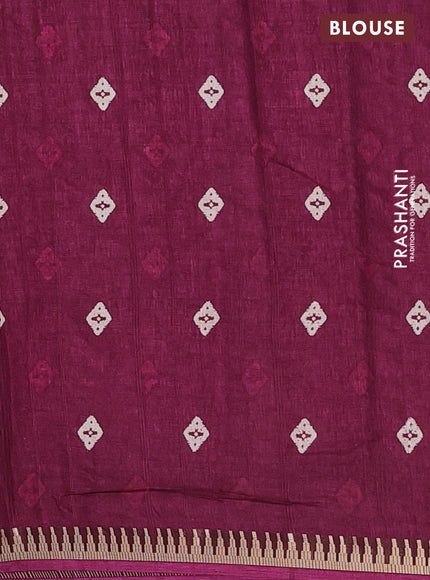 Semi raw silk saree wine shade with butta prints and temple design zari woven border