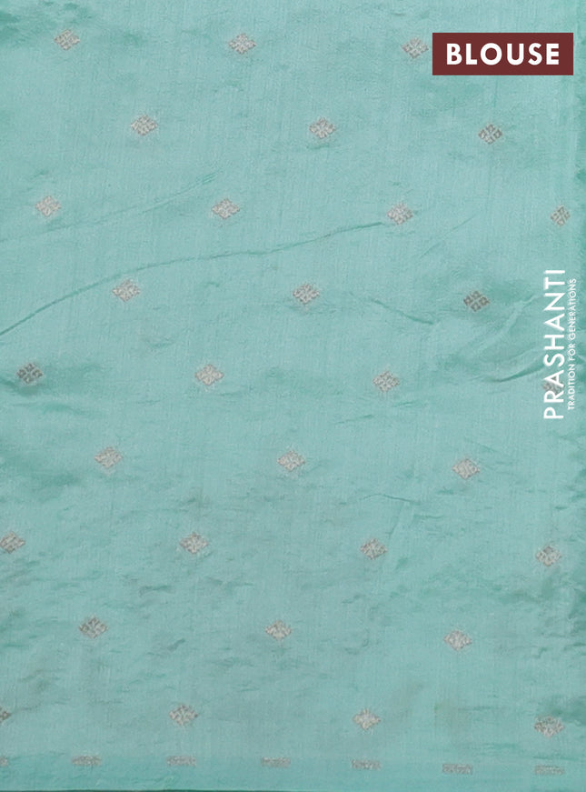 Pure organza silk saree teal green with embroidery buttas and embroidery border