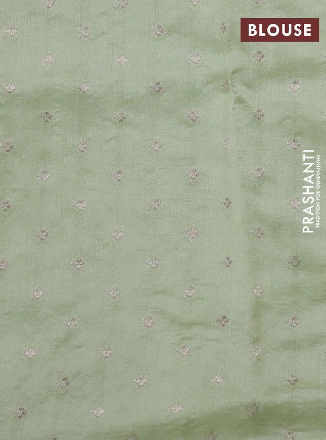 Pure organza silk saree pista green with embroidery buttas and embroidery border