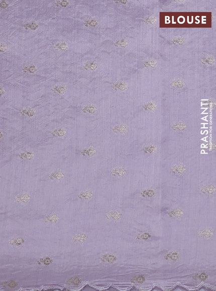 Pure organza silk saree lavender with allover embroidery and scallop border