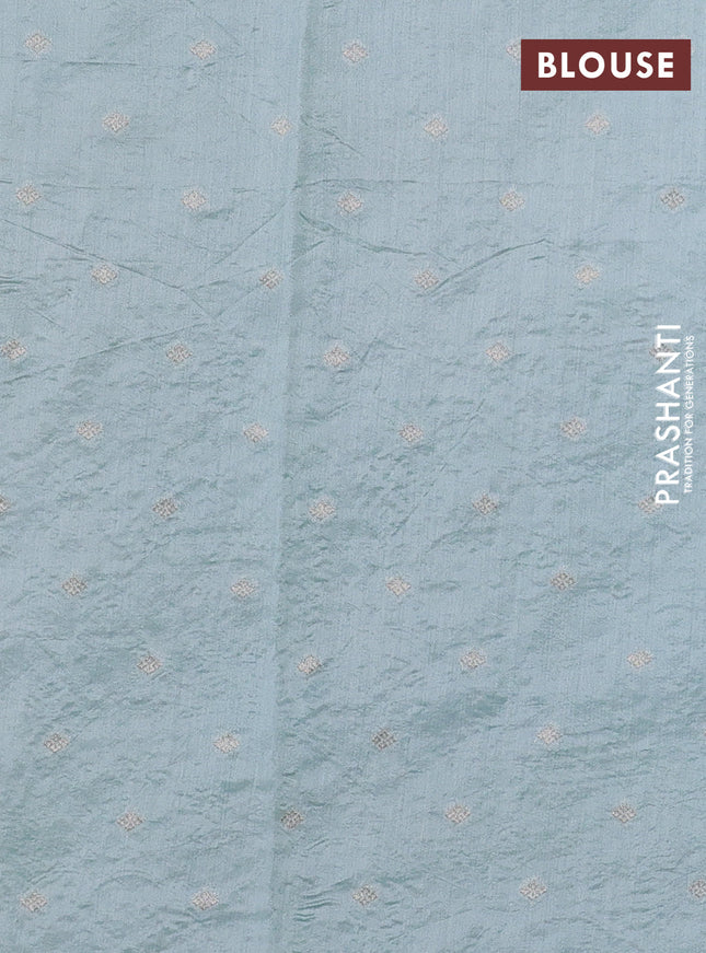 Pure organza silk saree pastel blue with allover embroidery in borderless style