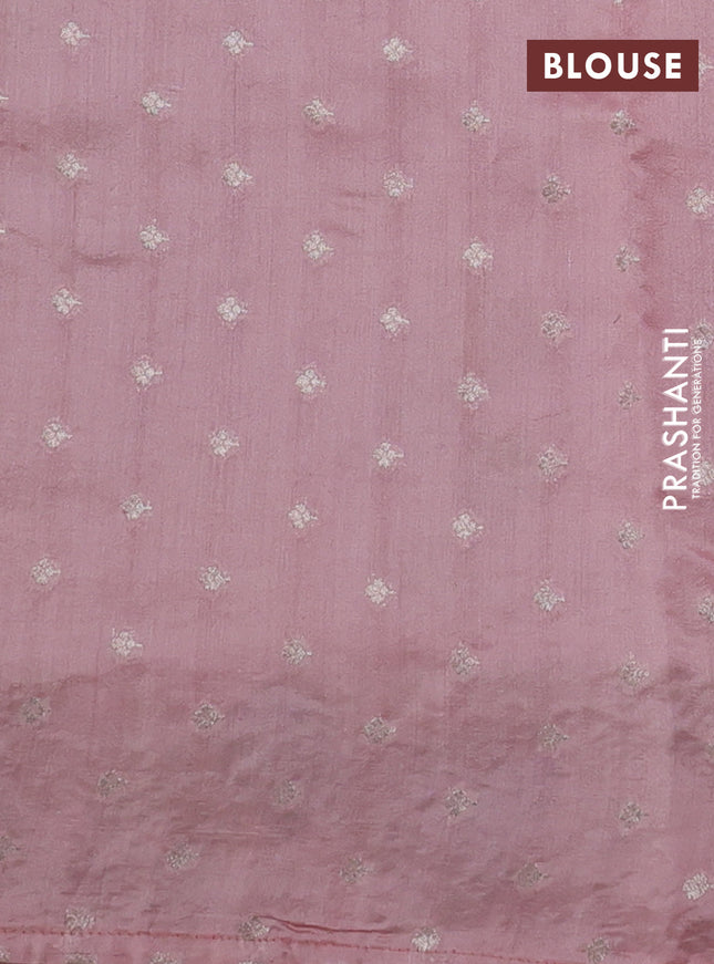 Pure organza silk saree peach shade with floral embroidery buttas and floral embroidery border