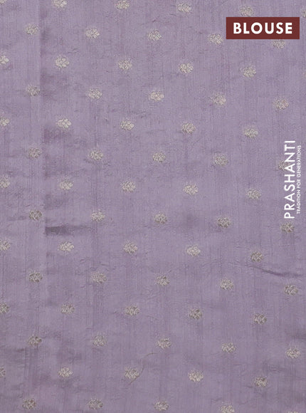 Pure organza silk saree lavender with floral embroidery buttas and scallop border