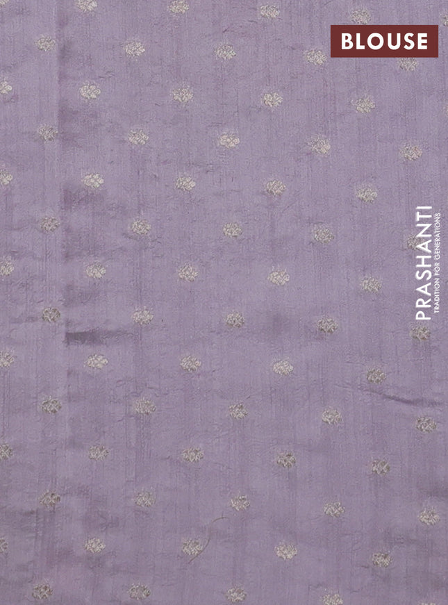 Pure organza silk saree lavender with floral embroidery buttas and scallop border