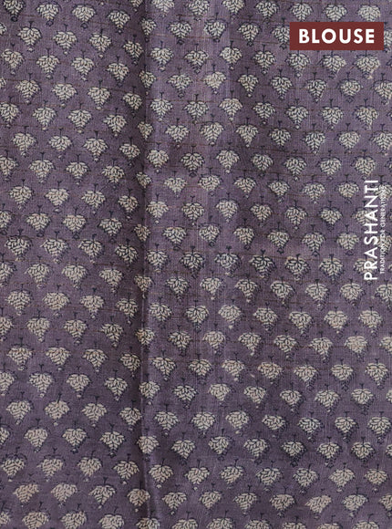 Pure tussar silk saree yellow and grey with allover zari checked pattern and printed border