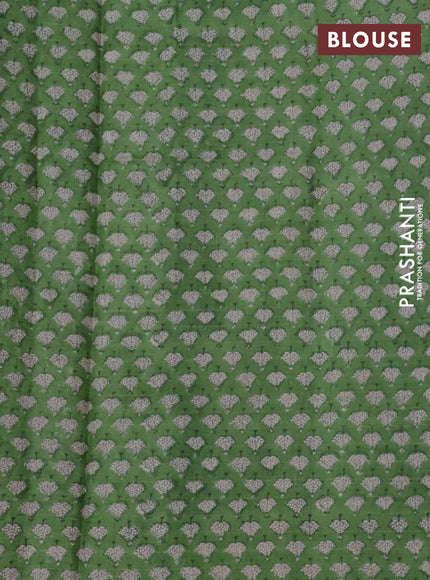 Pure tussar silk saree blue and green with allover zari checked pattern and printed border