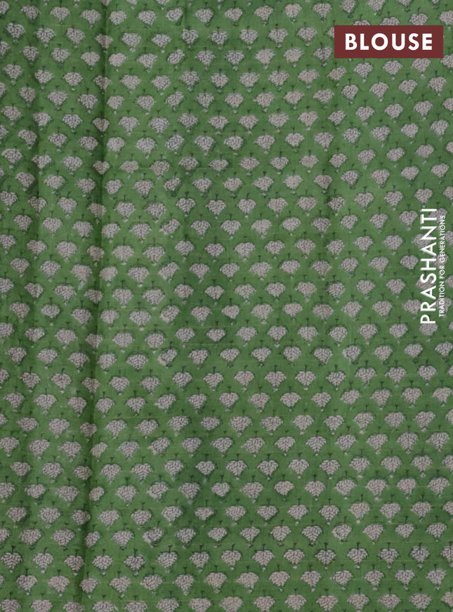 Pure tussar silk saree blue and green with allover zari checked pattern and printed border