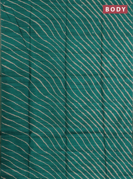 Semi tussar saree green and beige with allover leheriya prints & zari buttas and kalamkari prints & pita work pallu