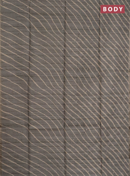 Semi tussar saree grey and beige with allover leheriya prints & zari buttas and kalamkari prints & pita work pallu