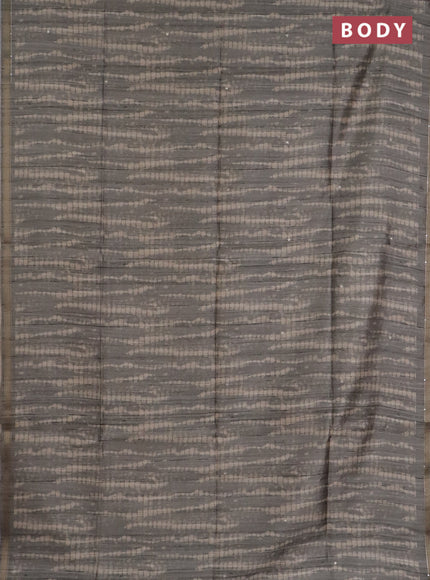 Semi tussar saree grey and beige with allover tie & dye prints and kalamkari prints & pita work pallu
