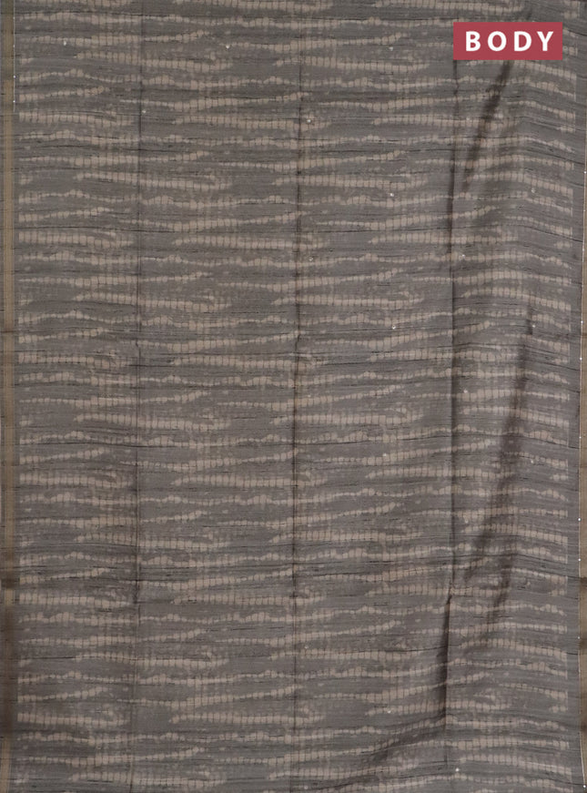 Semi tussar saree grey and beige with allover tie & dye prints and kalamkari prints & pita work pallu