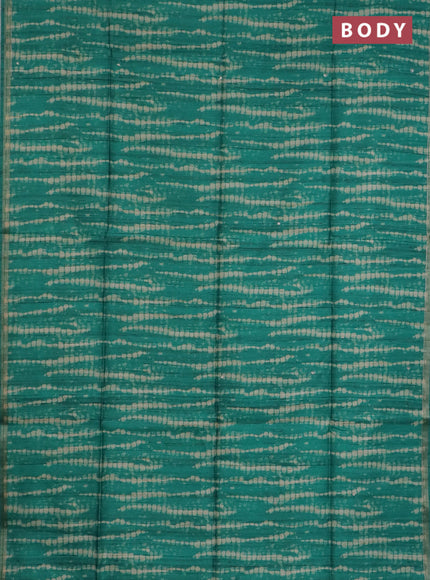 Semi tussar saree green and beige with allover tie & dye prints and kalamkari prints & pita work pallu