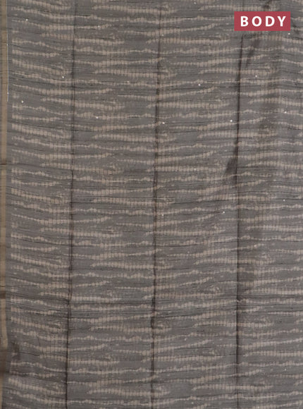 Semi tussar saree grey and beige with tie & dye prints and kalamkari prints & pita work pallu