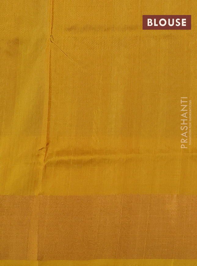 Pure uppada silk saree purple and mustard yellow with allover silver & gold zari weaves and zari woven border