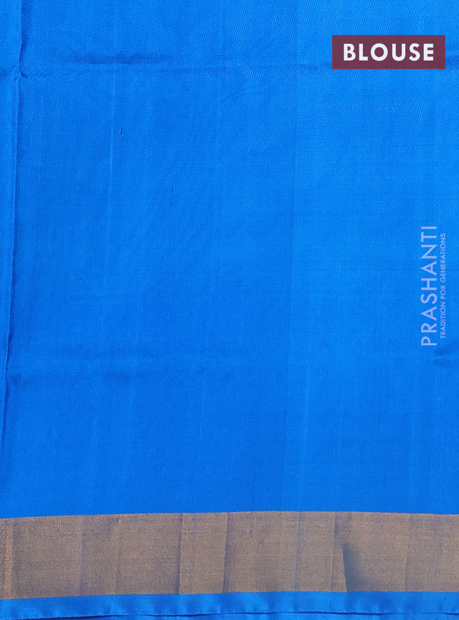 Pure uppada silk saree teal blue and cs blue with silver & gold zari woven buttas and paisley design zari woven border