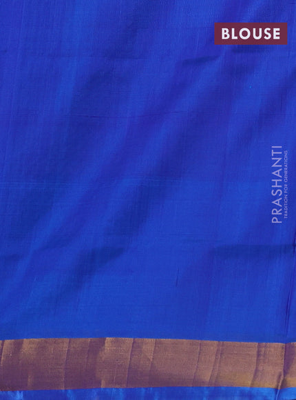 Pure uppada silk saree purple and cs blue with silver & gold zari woven buttas and paisley design zari woven border