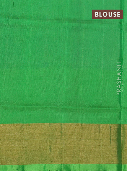 Pure uppada silk saree purple and parrot green with zari woven buttas and zari woven border