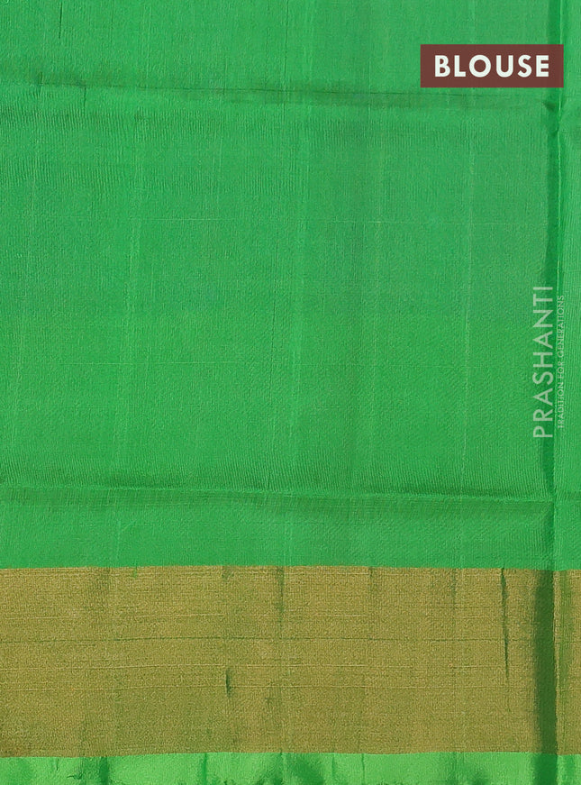 Pure uppada silk saree purple and parrot green with zari woven buttas and zari woven border