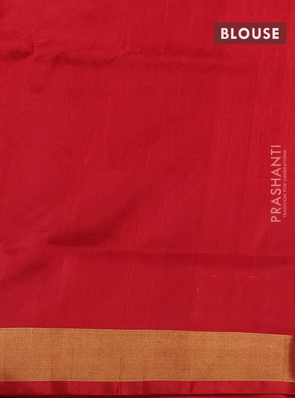 Pure uppada silk saree peach pink and red with allover silver & gold zari woven buttas and peacock design zari woven border