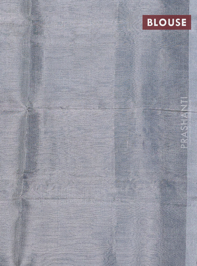 Pure uppada silk saree peacock blue and grey with silver zari woven coin buttas and silver zari woven border