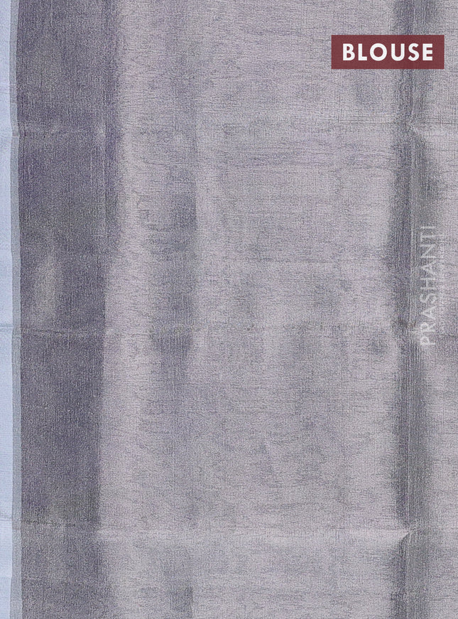 Pure uppada silk saree dual shade of bluish green with silver zari woven coin buttas and silver zari woven border