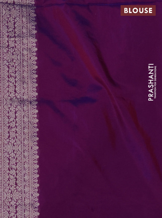 Banarasi semi katan silk saree purple with allover silver & gold zari weaves and zari woven border